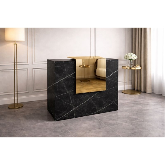 Lada Recepcyjna Loko Gold Marmur Złote Lustro 140cm HIT